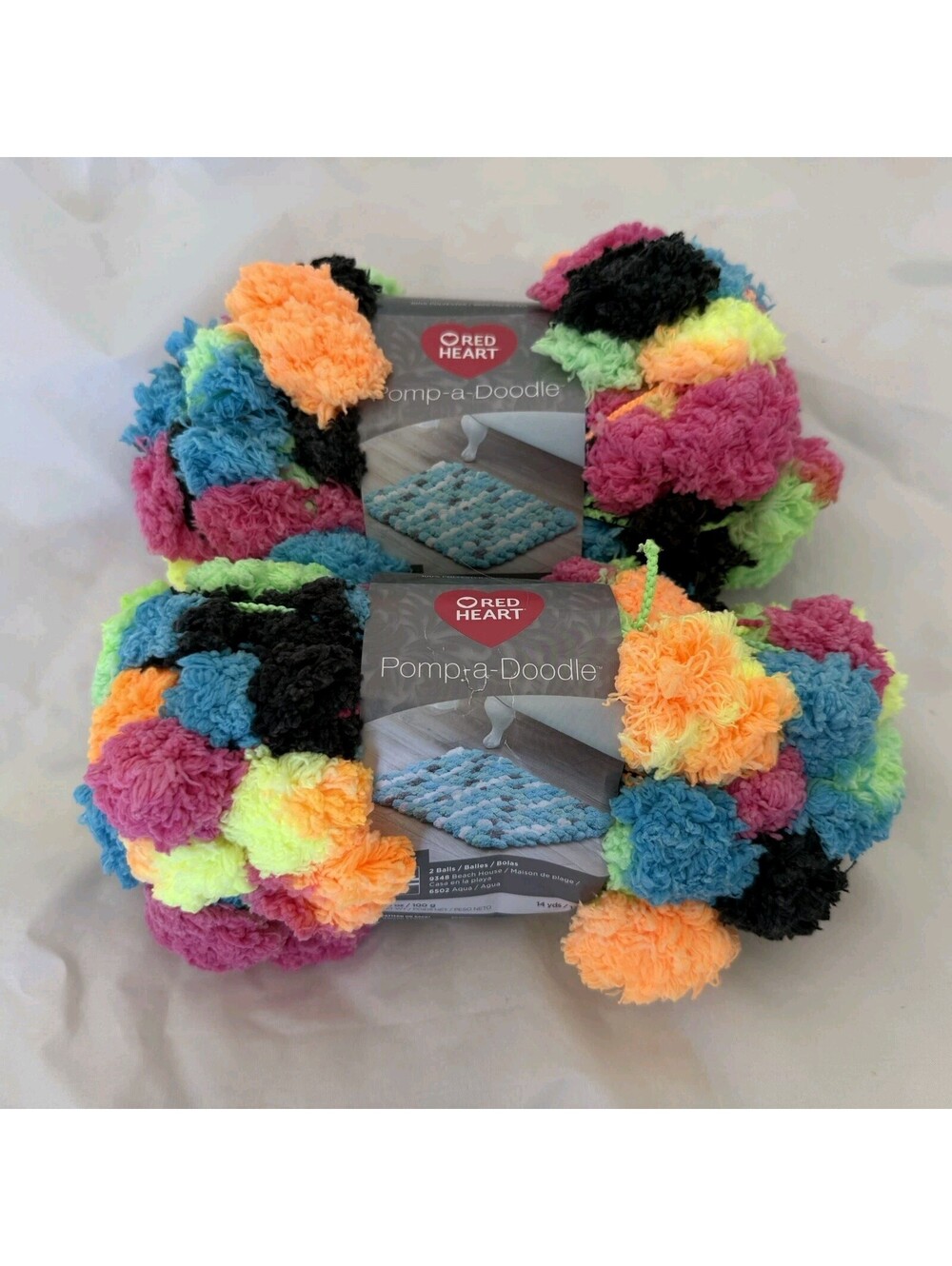 Red Heart Pomp-a-Doodle Yarn 2 Skeins Bright Lights Discontinued NEW